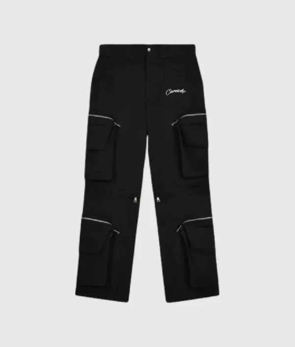 CONVERTIBLE UTILITY MULTI POCKET CARGO PANTS BLACK